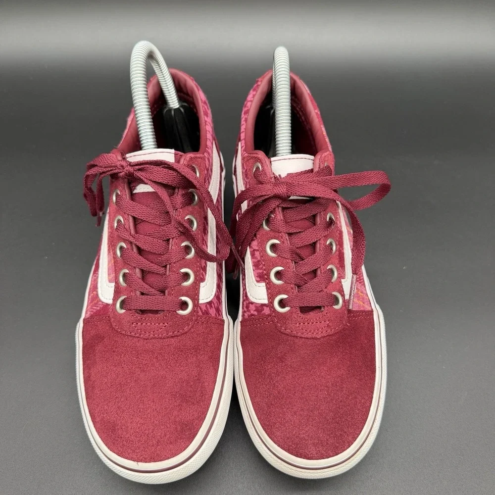 Vans Old Skool Ward Platform Women's Size 7 Burgundy Suede Plaid Mix Sneakers